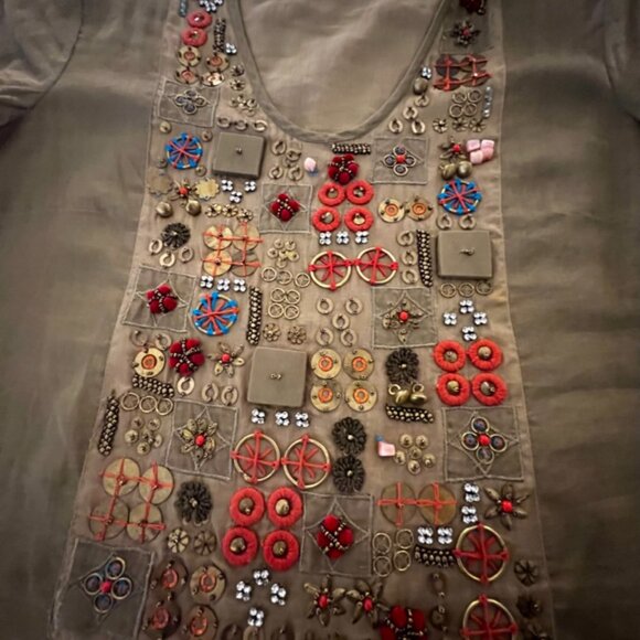 British India Classics Embroidered and Embellished Short Sleeve Top, Small - Picture 5 of 9